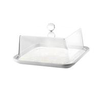 HGZLQKD Acrylic Cake Cover Insulated Food Dome Clear Cake Tray Dining Table Protector Cake Holder for Festive Party Dessert Kitchen, Square gold L