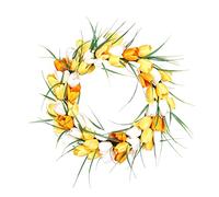 HGZLQKD Artificial Flower Wreath for Front Door 15.7 Inches, Mini Silk Flower Wreaths for Winter, Home, L, Yellow