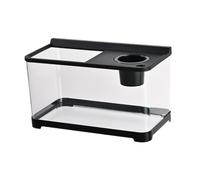 HGZLQKD Betta Fish Tank Mini Bowl Habitat Cage Stackable Reptile Tank Terrarium Small Fish Tank for Fish Hermit Crabs Gecko Lizards, Black