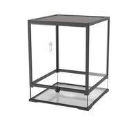 HGZLQKD Black-Framed Glass Terrarium with Front Doors Transparent Reptile Terrarium with Top Screen Ventilation for Home Display Areas, Planted Enclosures, 45x45x60 CM