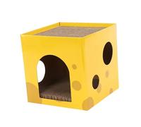 HGZLQKD Cardboard Cat House Cat Scratch House Playing Hideaway Grinding Claws Play Houses with Scratching Pad for Cats Small Animals, Yellow