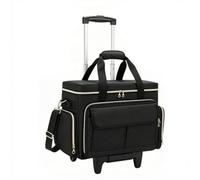 HGZLQKD Case Rolling Bag Tote Carrier Organizer With Wheels Pull Handle Detachable Shoulder Strap Multiple Pockets Front And Side Pockets suitable for home sewing lessons, Black, Black, 41 20 33CM