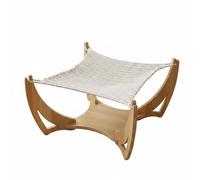 HGZLQKD Cat Hanging Bed Wooden Cat Hammock Bed Elevated Cat Lounger Suspended Crocheted Rest Curved Supports Open Design Indoor Suitable for cats napping quiet corners