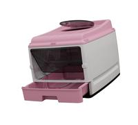 HGZLQKD Cat Litter Box Cat Litter Pan Pet Supplies for Small and Large Cats Anti Splashing Sandbox with Spade Kitten Potty Toilet, pink