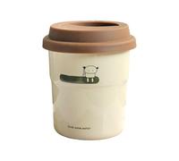 HGZLQKD Ceramic Coffee Cup with Silicone Lid Handheld Multipurpose Cute Simple 250ml Milk Tea Water Cup for Household Dormitory, White