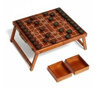 HGZLQKD Chess Board Wooden Foldable Table Portable Raised Surface Board Game Carry Handle Practical Playing Suitable for Leisure Rooms Family Time, Ebony Chess Pieces