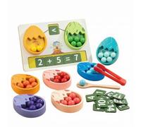 HGZLQKD Children Arithmetic Train Interactive Wooden Number Board With Bead Sorting Tools Egg Cups And Bright Number Tiles For Counting And Focus Building