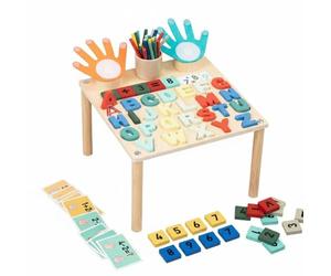 HGZLQKD Children Learning Board Wooden Early Learning Activity Table Interactive Toy Writing Surface with Suitable for Classrooms Nurseries Playrooms