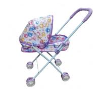 HGZLQKD Children Play Cart Doll Pushchair Pram Compact Foldable Frame With Textile Seat and Curved Handle for and Storage at Home Role Play, Purple Animal Metal Tube Stroller
