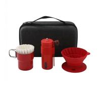 HGZLQKD Comprehensive Coffee Dripper Kit, Red, Red, Italian Style, Foldable Silicone Sleeve Design