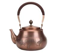 HGZLQKD Copper Kettle Copper Teapot Tea Kettle Water Pot Tea Pot with Hammered Surface Decorative Engraving Pure Copper Long Spout Controlled Pour Suitable, Abundance Year After Year Pattern