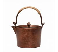 HGZLQKD Copper Kettle Tea Kettle Water Boiler Hand Hammered Copper Pot with Curved Rope Handle Textured Surface Attached Lid Knob Suitable for Home Kitchen, Aged Copper, 1 Liter