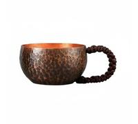 HGZLQKD Copper Teapot Artisanal Hammered Teacup Hand Woven Handle Distressed Surface Design Suitable for Tea Drinking Collection Display Office Use, S