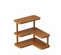 HGZLQKD Corner Shelf Three Tier Organizer Holder Rack Stand Bamboo Compact Footprint With Easy And Neat Display Suitable for, Tea Color, Modern Minimalist Corner Tiered Shelf