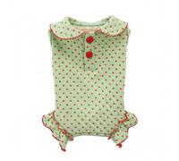 HGZLQKD Cotton Bodysuit Pet Bodysuit Dog Dress Cat Outfit Pet Romper With Polka Pattern Shirt Collar Ruffle Finish And Button Front suitable for daily wear photo shoots, Green, S