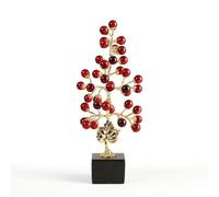 HGZLQKD Crystal Display Item Grape Tree Ornament Sculpture Decor Figurine With Gold Tone Branches And Round Beads On Black Marble Base Suitable for living, Small, Red