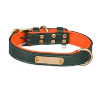 HGZLQKD Customized Dog Necklace, Engraved ID Tag Adjustable PU Leather with Engravable Nameplate Name Tag Necklace for Kitten, Puppy, Green XL