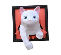 HGZLQKD DIY Wall Hanging 3D Paper Model Funny Hands on Project Display Frame Decor Kitten Wall Decoration for Living Room