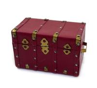 HGZLQKD Dollhouse Travel Trunk with Metal Clasp Vintage-Style Miniature Doll Trunk with Leather Exterior Look for Imaginative Play