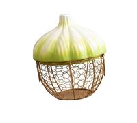 HGZLQKD Egg Basket Egg Holder Iron Woven with Handles Kitchen Supplies Garlic Storage Basket Ceramic Holder for Home Fruit Pantry, Green