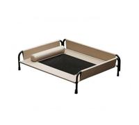HGZLQKD Elevated Resting Raised Pet Bed Cot Dog Cat Bed Lounger With Pillow Off The Floor Frame Breathable Water Resistant Sleep Surface Metal Base Suitable, Khaki