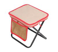 HGZLQKD Folding Camping Stool with Side Pocket Small Foldable Chair Lightweight Multipurpose Foot Rest Stool for BBQ Fishing Lawn, Khaki and Red, L