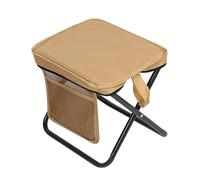 HGZLQKD Folding Camping Stool with Side Pocket Small Foldable Chair Lightweight Multipurpose Foot Rest Stool for BBQ Fishing Lawn, Khaki, L