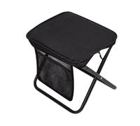 HGZLQKD Folding Camping Stool with Side Pocket Small Foldable Chair Lightweight Multipurpose Foot Rest Stool for BBQ Fishing Lawn, Black, L