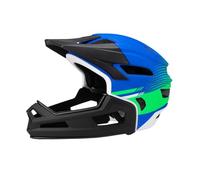 HGZLQKD Full Face Bike Helmet, Half Helmet, Adjustable with Detachable Chin Guard and Washable Shock-Absorbing Foam Lining for Climbing Snowboarding Mountain Road Bike BMX, Unisex 54-61cm, Blue Green
