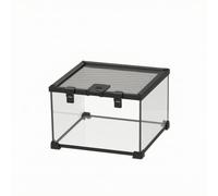 HGZLQKD Glass Reptile Enclosure with Mesh Secure Climbing Pet Enclosure with Feeding Access Spacious for Amphibian Keepers, 30x30x20cm