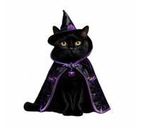 HGZLQKD Halloween Witch Cloak Cat Costume Cape Outfit Accessory With High Stand Collar And Drape Front Open Design For Quick Dressing suitable for social, Black Night Witch