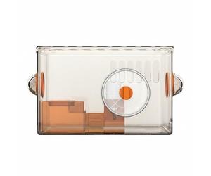 HGZLQKD Hamster Cage Crystal Clear Acrylic Small Animal Habitat Stackable Enclosure Running Wheel Water Bottle Food Bowl Easy Maintenance Suitable for Syrian, Orange, 1-Layer Large Wheel