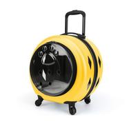 HGZLQKD Industrial Carrier Transparent Pet Carrier Suitcase Pet Luggage Pet Crate With Wheels For Trips Pc Acrylic Case Vent Holes Safe Zipper Side, Yellow, 1922-Yellow