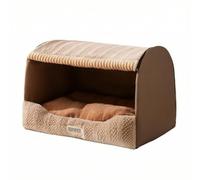 HGZLQKD Industrial Compartment Hooded Pet Bed Cave House Nest Covered Shelter Enclosed Pod Cushioned Base Material for Cozy Naps, Brown, 2XL Suggested Weight Within 80 Catties