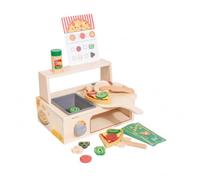 HGZLQKD Kids Play Kitchen with Pizza Set with Wooden Pizza Oven Pretend Play Cooking Toy for Preschoolers, Classroom, Birthday Gift