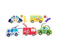 HGZLQKD Lacing Cards Sewing Kit Threading Toys Wood Early Development Motor Skills Toys Developing Imagination Sewing Cards, Traffic