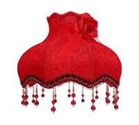 HGZLQKD Lampshade Lamp Shade with Fringe Chic Retro European Table Lampshade Tassel Lamp Cover for Home Bedroom Cafe, Red