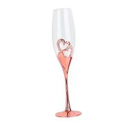 HGZLQKD Long Stem Champagne Flute Glassware Heart Shaped Goblet Hand Blown Elegant Toasting Cups for Birthday, Rose Aureate