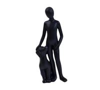 HGZLQKD Man with Dog Statue Ornament 5.5x4x16.5cm for Heartwarming Gift Thoughtful Family Memorial Gift Heartfelt Home Decoration, Black