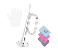 HGZLQKD Marching Bugle Mini Brass Instrument Music Instrument Classic Scouting Trumpet Cavalry Trumpet for School Band Children Kids, Silver