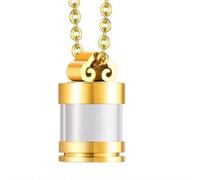 HGZLQKD Memorial Urn Pendant Stainless Steel Glass Memorial Locket Necklace Cylindrical Jewelry Charm with Smooth Surface for Keeping Cherished Memories Suitable for Mourning, Gold Pendant