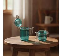 HGZLQKD Miniature Storage Jar Display Jar Collector’s Metal Sealed Appearance Realistic Function Suitable for Tabletop Scenes Miniature Collecting, Retro Green