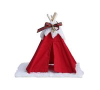 HGZLQKD Miniature Tent Triangular Dollhouse Tent Prop Teepee Shelter With Mat Textile Canopy Border Wooden Frame Cozy Setup Suitable for 1 12 Scale Scenes OB11 Photos Home Display, Red Tent