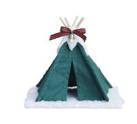 HGZLQKD Miniature Tent Triangular Dollhouse Tent Prop Teepee Shelter With Mat Textile Canopy Border Wooden Frame Cozy Setup Suitable for 1 12 Scale Scenes OB11 Photos Home Display, Green Tent