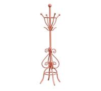 HGZLQKD Miniature Wardrobe Stand Dollhouse Coat Rack Clothes Hanger Hat Organizer Iron Build With Curved Legs and Ball Finial suitable for dollhouse bedrooms, Pink