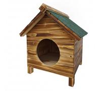 HGZLQKD Outdoor Cat Shelter Wooden House Enclosure With Sturdy Solid Wood Frame And Private Secure Haven Suitable for backyard garden patio porch, Front Round Hole Carbonized Solid Wood