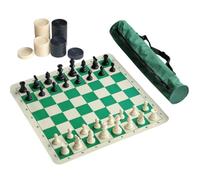 HGZLQKD Outdoor Chess Game Portable Chess Set Foldable Chess Board Chess Pieces Travel Chess Kit With Marked Grid For Learning, 32 Chess Pieces + 24 Checkers, Tournament Chess Set With Checkers