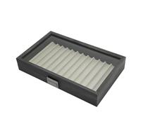 HGZLQKD Pen Display Case Box Organizer Holder Cabinet Sl bony Grain Box With Transparent Viewing Cover And Opening Grooved Trays Secure Pens Anti Scratch Base suitable for office gift giving