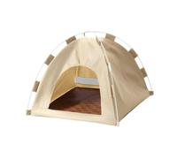 HGZLQKD Pet Cat Dog Tent Dog House Semi Enclosed Summer Cat Crate Universal Dog Kennel Pet Teepee for Rabbits Kitty Puppy Outside, Beige