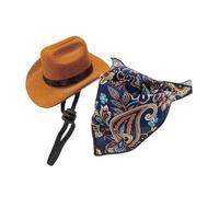 HGZLQKD Pet Cowboy Costume Accessories,Funny,Cowboy Hat and Bandana,Photo Prop Soft Halloween Cosplay for Pet Dog Holiday Birthday, Navy Blue S